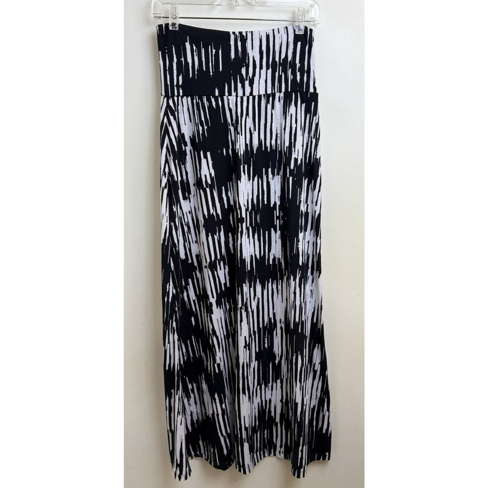 Lily Star Black & White Abstract Maxi Skirt Women M Coastal Festival Casual Vaca